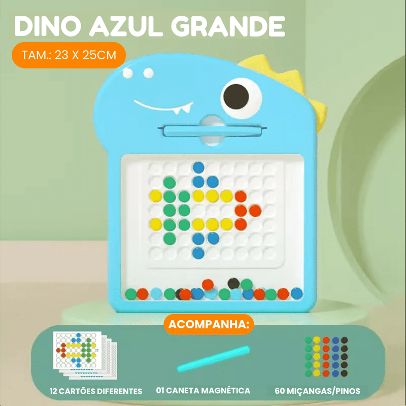 Prancheta Magnética Dino - Desenho para Crianças Brinquedo Educativo para Aprender Cores e Estimular a Criatividade - Bambynos