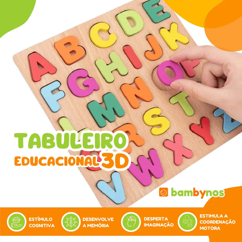 Tabuleiro Educacional 3D em MDF Montessori - Bambynos