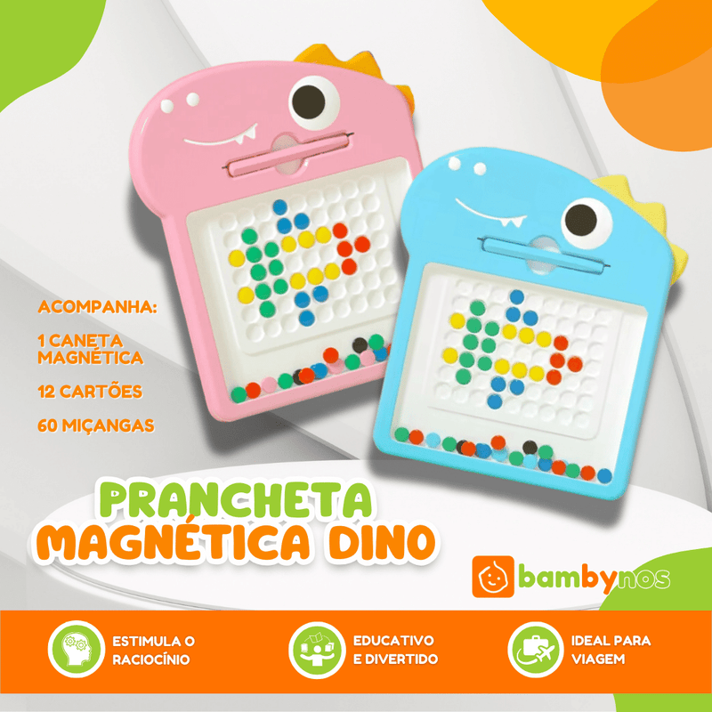 Prancheta Magnética Dino - Desenho para Crianças Brinquedo Educativo para Aprender Cores e Estimular a Criatividade - Bambynos