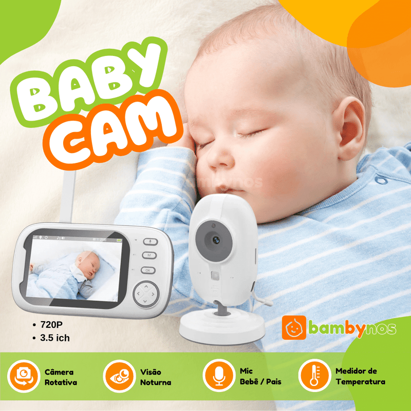 Babá Eletrônica Lcd Digital c/ Câmera s/ Fio Visão Noturna - BabyCam - Bambynos