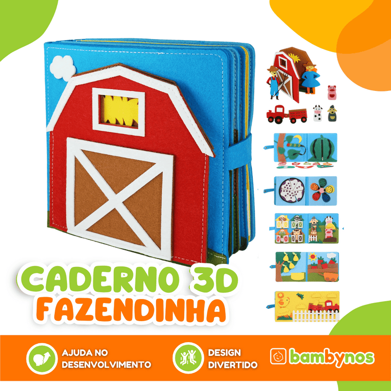 Caderno Sensorial Educativo 3D Montessori - Fazendinha