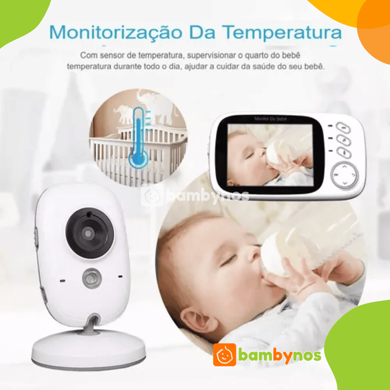 Babá Eletrônica Lcd Digital c/ Câmera s/ Fio Visão Noturna - BabyCam - Bambynos