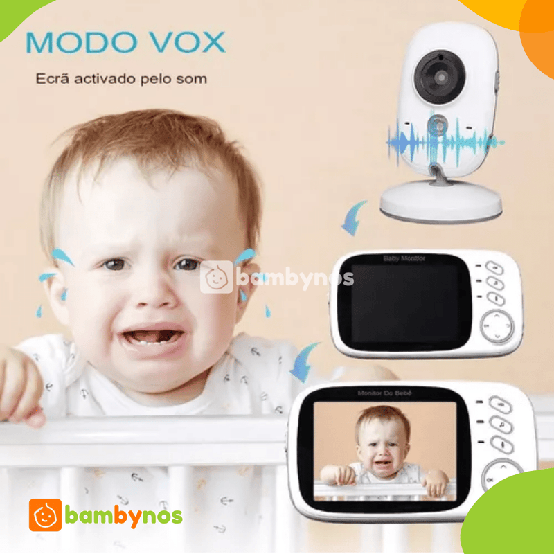 Babá Eletrônica Lcd Digital c/ Câmera s/ Fio Visão Noturna - BabyCam - Bambynos