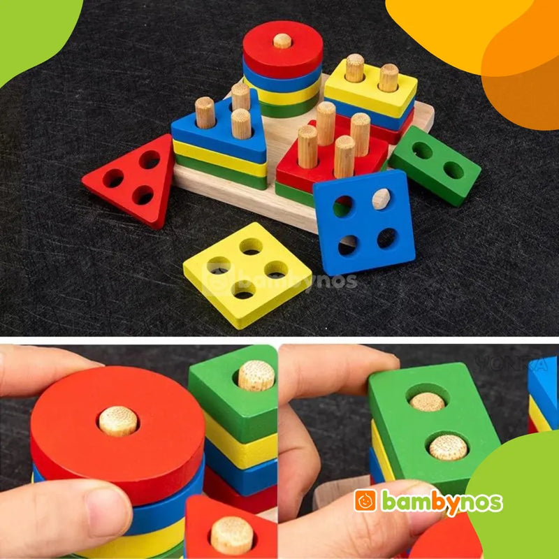 Kit Brinquedos de Madeira 9 em 1 Montessoriano Bambynos